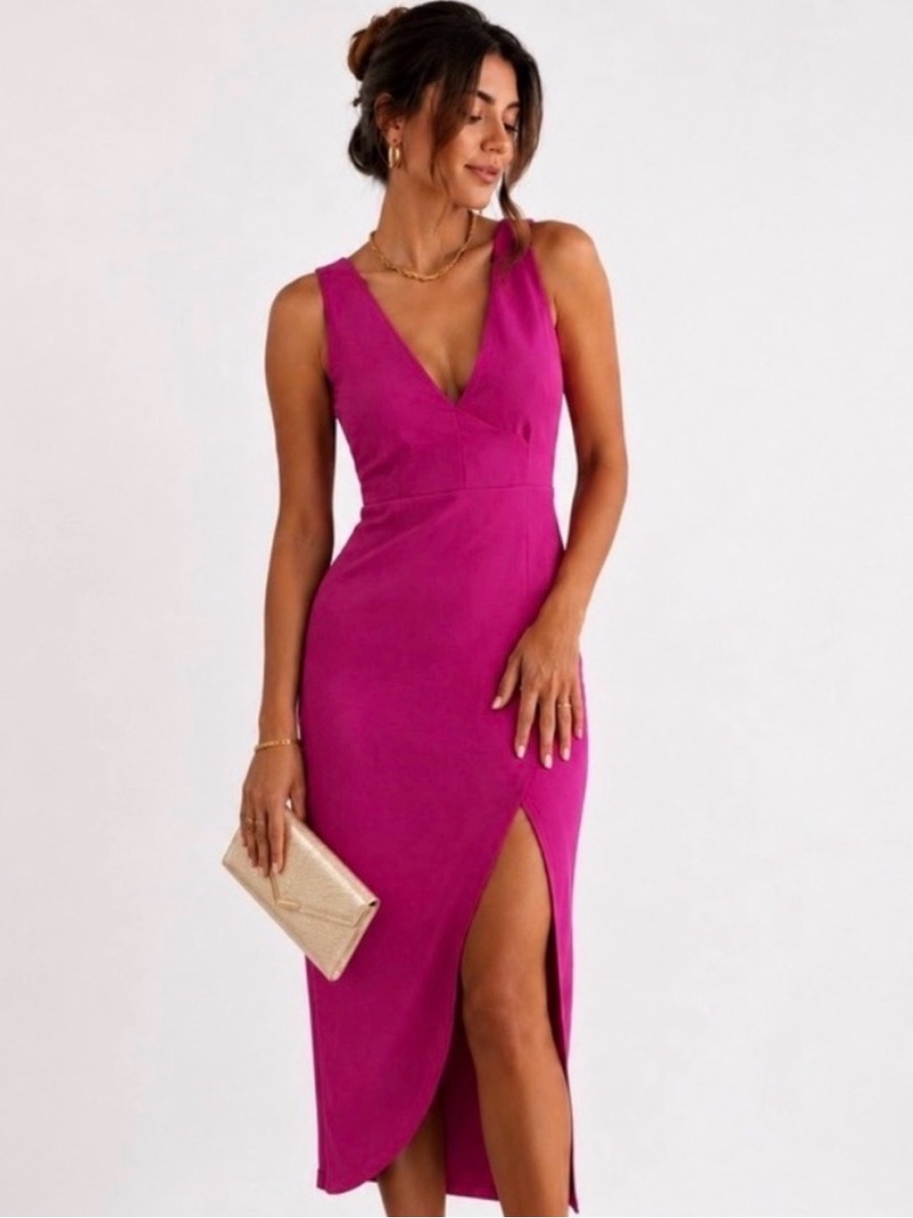 Teal Abercrombie V-Neck Midi Dress with Side Slit